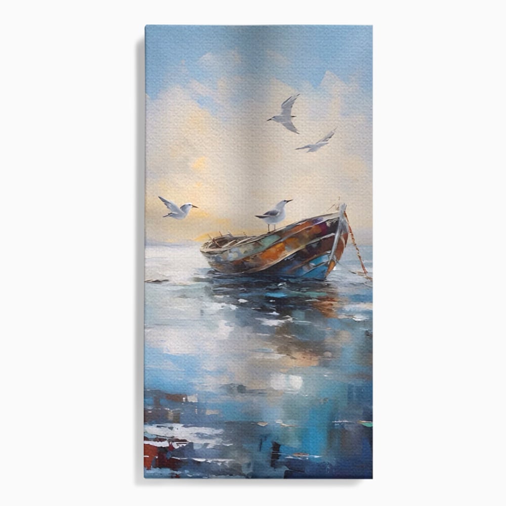 Tablou Canvas Premium LuxCanva® A1482, Pescarusul , Living, Barca, Mare, Pasari, Dormitor, Culori Vibrante