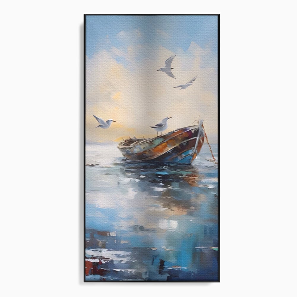Tablou Canvas Premium LuxCanva® A1482, Pescarusul , Living, Barca, Mare, Pasari, Dormitor, Culori Vibrante