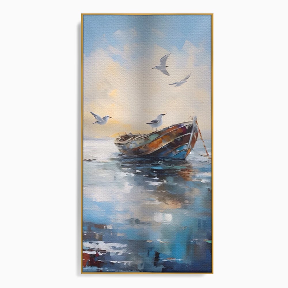 Tablou Canvas Premium LuxCanva® A1482, Pescarusul , Living, Barca, Mare, Pasari, Dormitor, Culori Vibrante