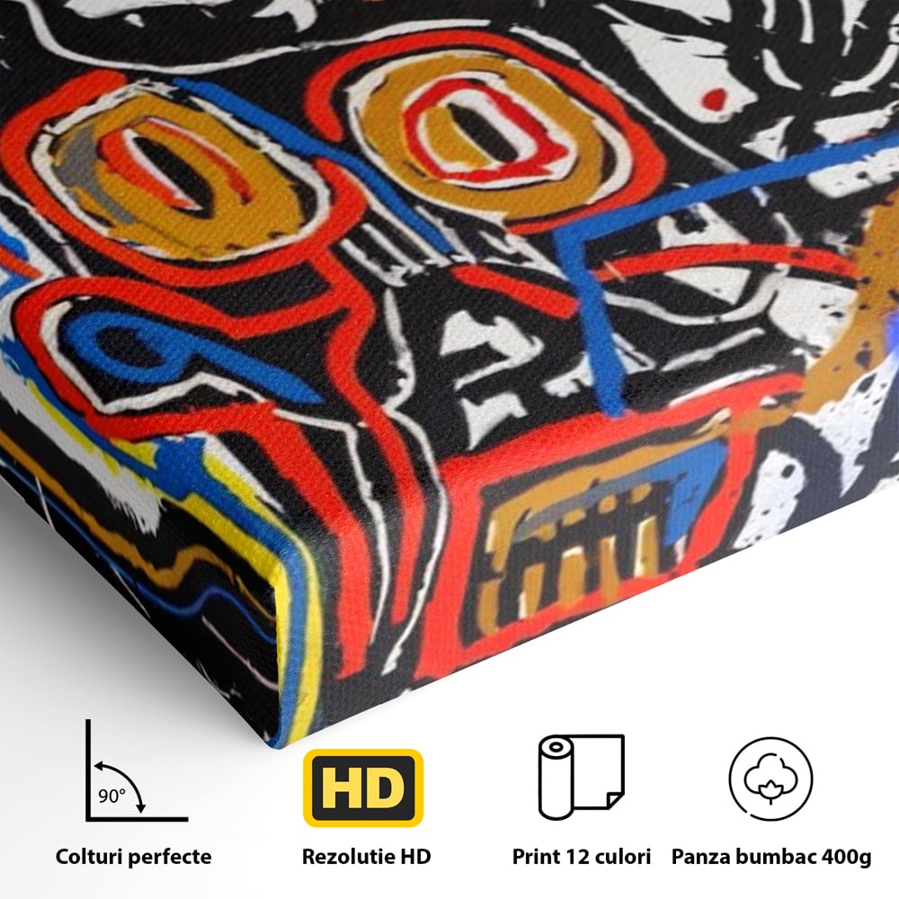 Tablou Canvas Premium LuxCanva® A1483, Graffiti Basquiat , Living, SAMO, Artist Plastic, Jean Michel, Dormitor, Culori Vibrante