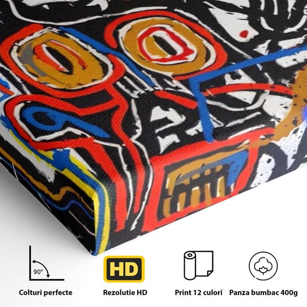 Tablou Canvas Premium LuxCanva® A1483, Graffiti Basquiat , Living, SAMO, Artist Plastic, Jean Michel, Dormitor, Culori Vibrante