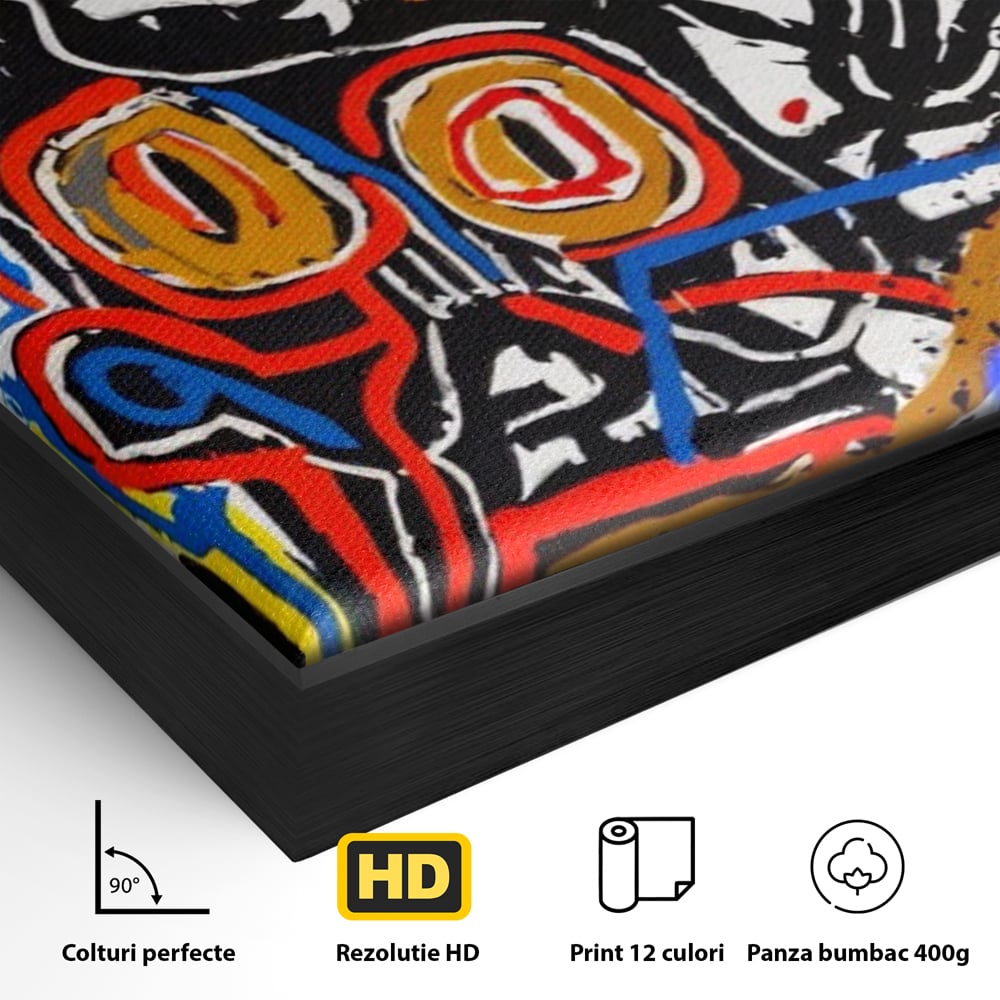 Tablou Canvas Premium LuxCanva® A1483, Graffiti Basquiat , Living, SAMO, Artist Plastic, Jean Michel, Dormitor, Culori Vibrante