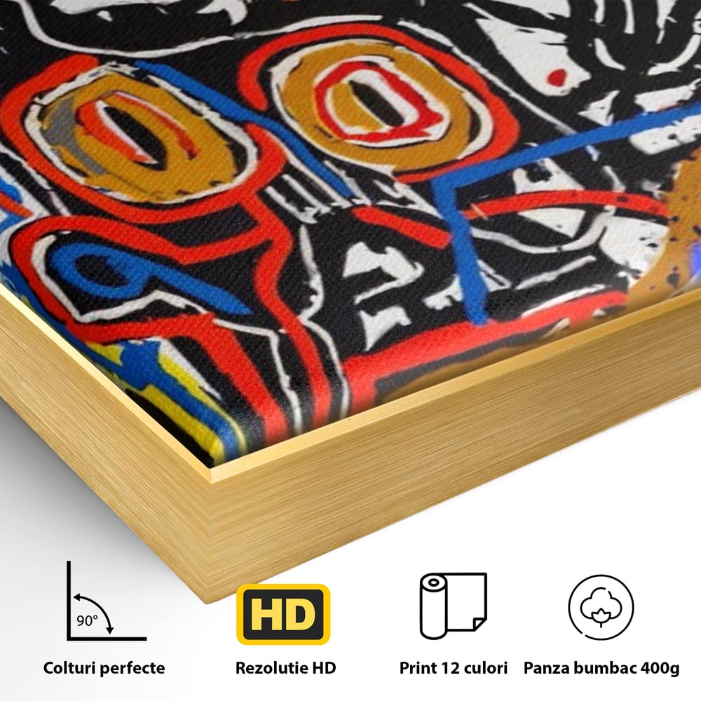 Tablou Canvas Premium LuxCanva® A1483, Graffiti Basquiat , Living, SAMO, Artist Plastic, Jean Michel, Dormitor, Culori Vibrante