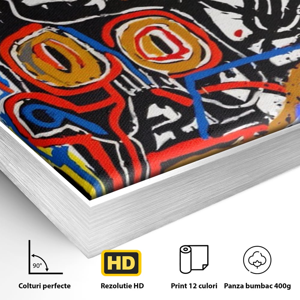 Tablou Canvas Premium LuxCanva® A1483, Graffiti Basquiat , Living, SAMO, Artist Plastic, Jean Michel, Dormitor, Culori Vibrante