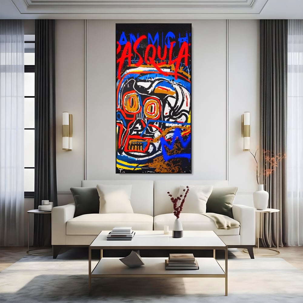 Tablou Canvas Premium LuxCanva® A1483, Graffiti Basquiat , Living, SAMO, Artist Plastic, Jean Michel, Dormitor, Culori Vibrante