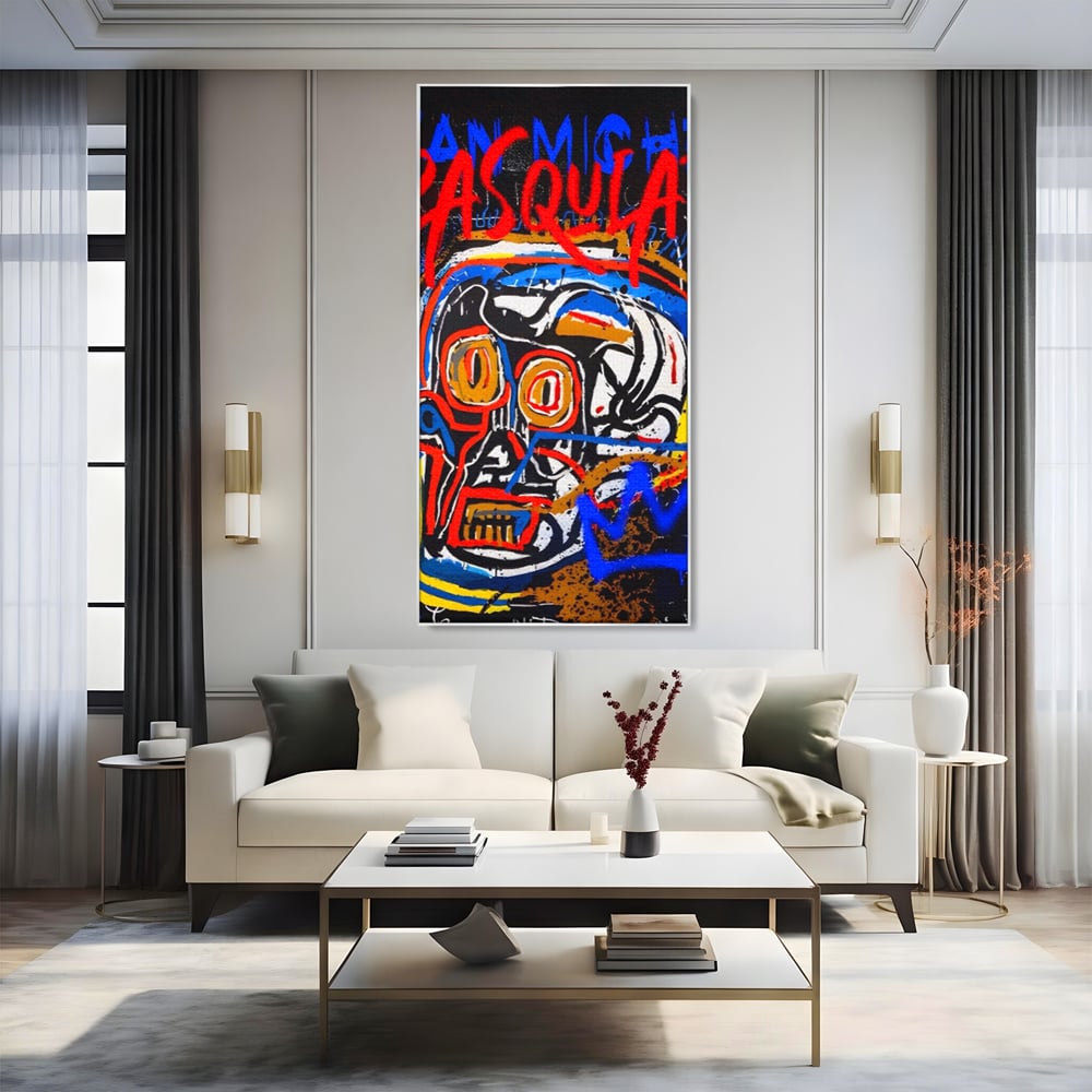 Tablou Canvas Premium LuxCanva® A1483, Graffiti Basquiat , Living, SAMO, Artist Plastic, Jean Michel, Dormitor, Culori Vibrante