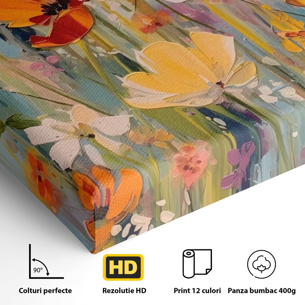 Tablou Canvas Premium LuxCanva® A1486, Revelatie Florala , Living, Flori, Culori, Primavara, Dormitor, Culori Vibrante