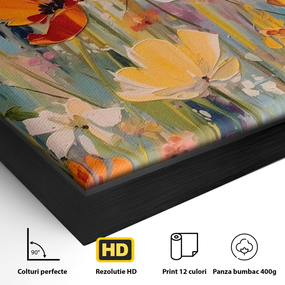 Tablou Canvas Premium LuxCanva® A1486, Revelatie Florala , Living, Flori, Culori, Primavara, Dormitor, Culori Vibrante