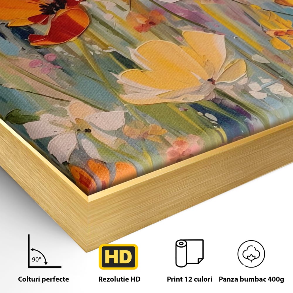 Tablou Canvas Premium LuxCanva® A1486, Revelatie Florala , Living, Flori, Culori, Primavara, Dormitor, Culori Vibrante