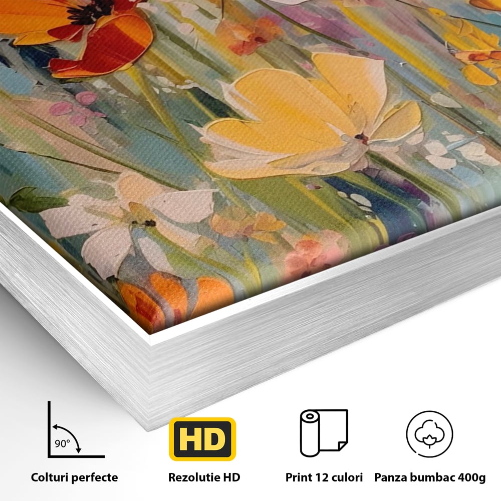 Tablou Canvas Premium LuxCanva® A1486, Revelatie Florala , Living, Flori, Culori, Primavara, Dormitor, Culori Vibrante