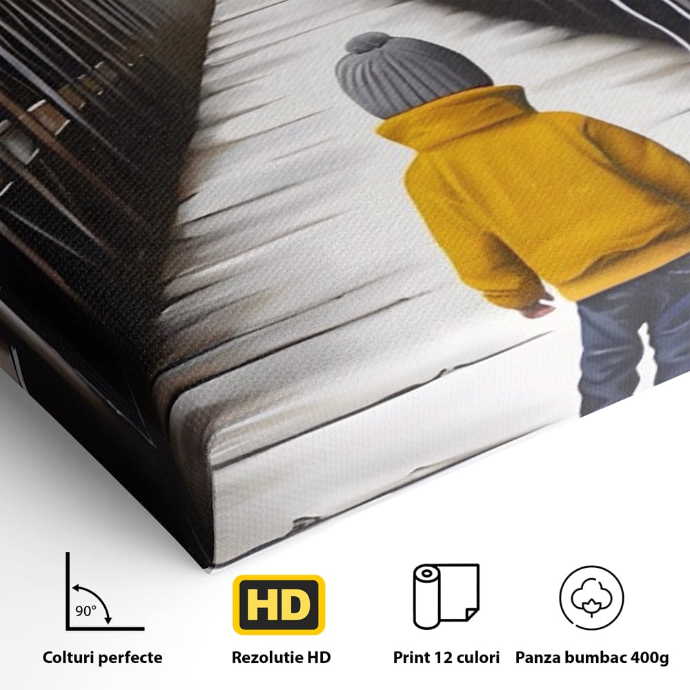 Tablou Canvas Premium LuxCanva® A1487, Single Children , Living, Copil, Balon, Galben, Pod, Dormitor, Culori Vibrante