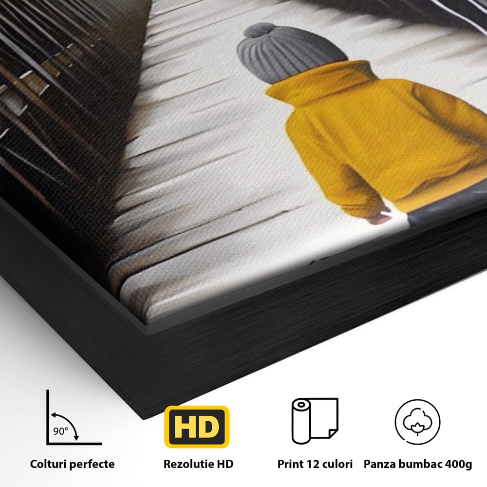 Tablou Canvas Premium LuxCanva® A1487, Single Children , Living, Copil, Balon, Galben, Pod, Dormitor, Culori Vibrante