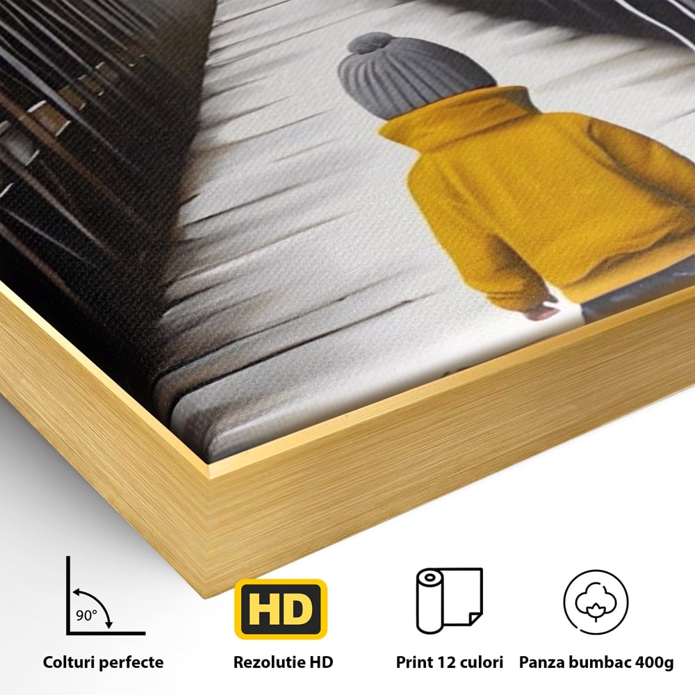 Tablou Canvas Premium LuxCanva® A1487, Single Children , Living, Copil, Balon, Galben, Pod, Dormitor, Culori Vibrante