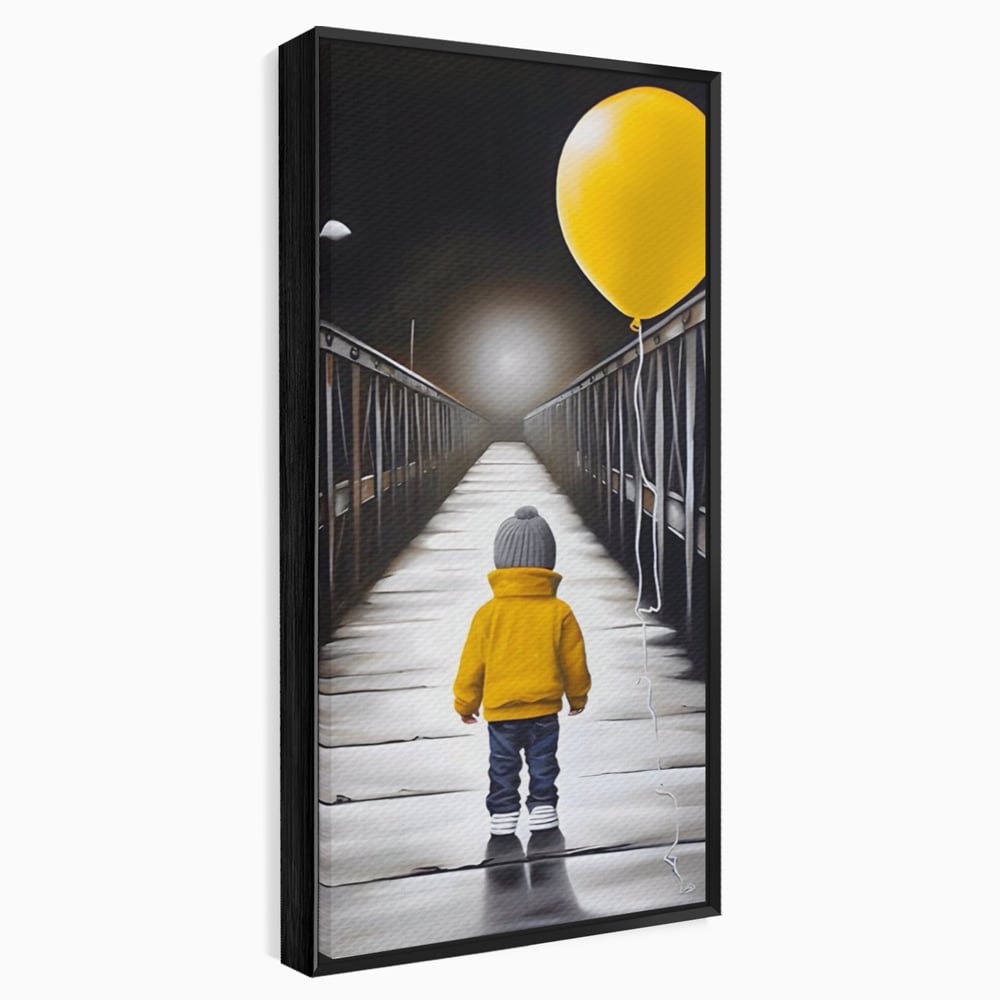 Tablou Canvas Premium LuxCanva® A1487, Single Children , Living, Copil, Balon, Galben, Pod, Dormitor, Culori Vibrante