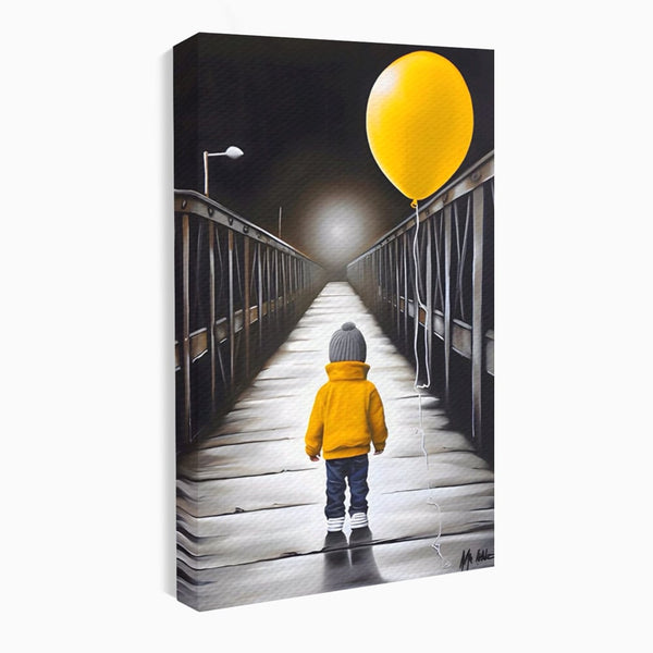 Tablou Canvas Premium LuxCanva® A1487, Single Children , Living, Copil, Balon, Galben, Pod, Dormitor, Culori Vibrante