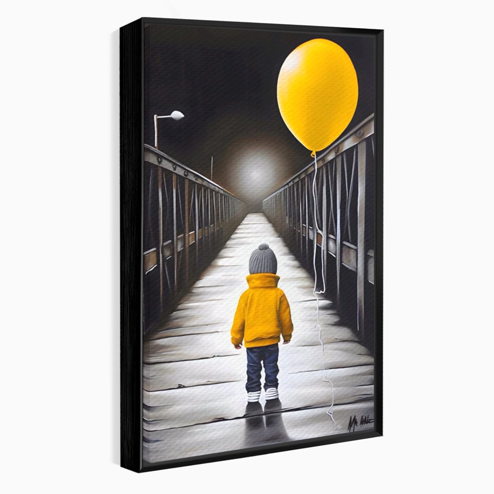 Tablou Canvas Premium LuxCanva® A1487, Single Children , Living, Copil, Balon, Galben, Pod, Dormitor, Culori Vibrante