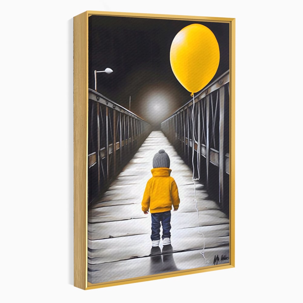 Tablou Canvas Premium LuxCanva® A1487, Single Children , Living, Copil, Balon, Galben, Pod, Dormitor, Culori Vibrante