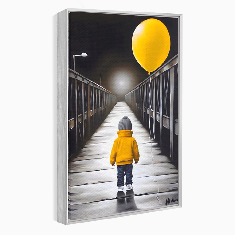 Tablou Canvas Premium LuxCanva® A1487, Single Children , Living, Copil, Balon, Galben, Pod, Dormitor, Culori Vibrante