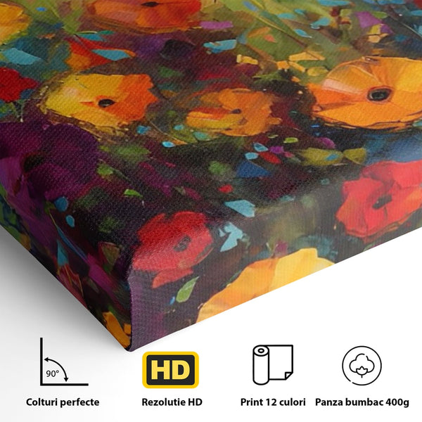 Tablou Canvas Premium LuxCanva® A1488, Forme Florale , Room, Plante, Primavara, Camp, Natura, Dormitor, Culori Vibrante