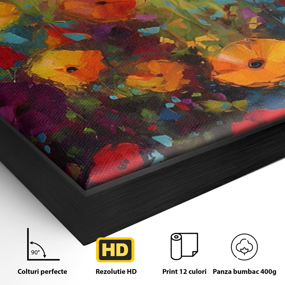 Tablou Canvas Premium LuxCanva® A1488, Forme Florale , Room, Plante, Primavara, Camp, Natura, Dormitor, Culori Vibrante