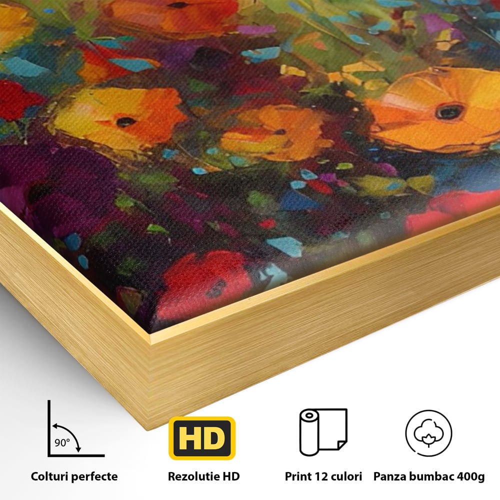 Tablou Canvas Premium LuxCanva® A1488, Forme Florale , Room, Plante, Primavara, Camp, Natura, Dormitor, Culori Vibrante