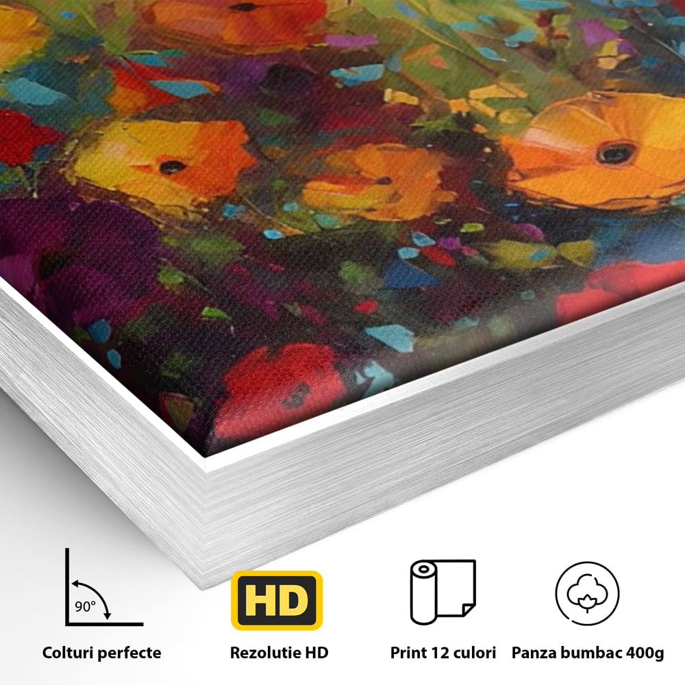 Tablou Canvas Premium LuxCanva® A1488, Forme Florale , Room, Plante, Primavara, Camp, Natura, Dormitor, Culori Vibrante