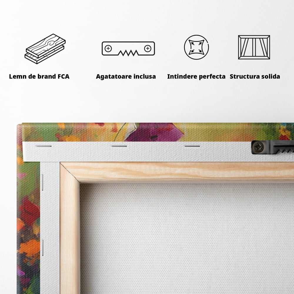 Tablou Canvas Premium LuxCanva® A1488, Forme Florale , Room, Plante, Primavara, Camp, Natura, Dormitor, Culori Vibrante