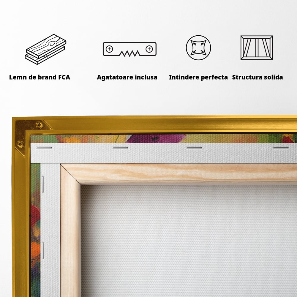 Tablou Canvas Premium LuxCanva® A1488, Forme Florale , Room, Plante, Primavara, Camp, Natura, Dormitor, Culori Vibrante