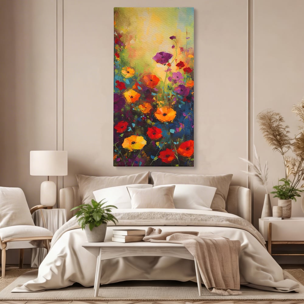 Tablou Canvas Premium LuxCanva® A1488, Forme Florale , Room, Plante, Primavara, Camp, Natura, Dormitor, Culori Vibrante