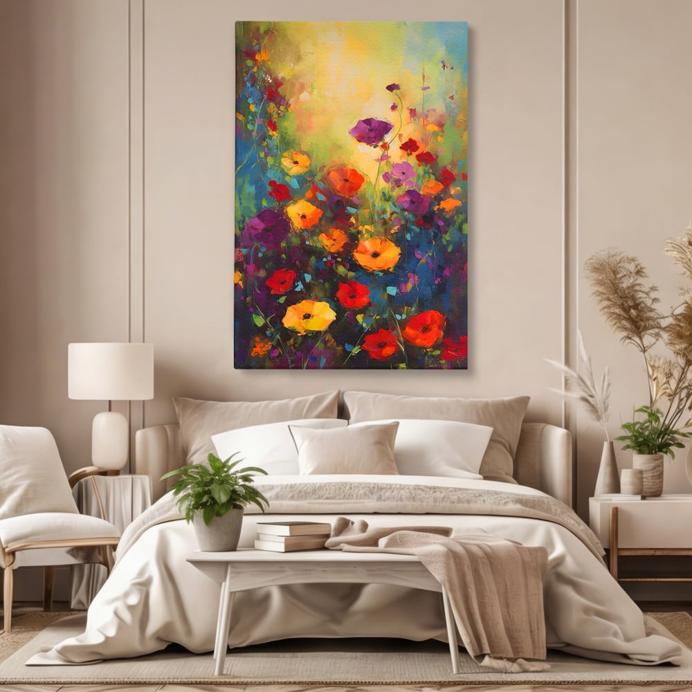 Tablou Canvas Premium LuxCanva® A1488, Forme Florale , Room, Plante, Primavara, Camp, Natura, Dormitor, Culori Vibrante