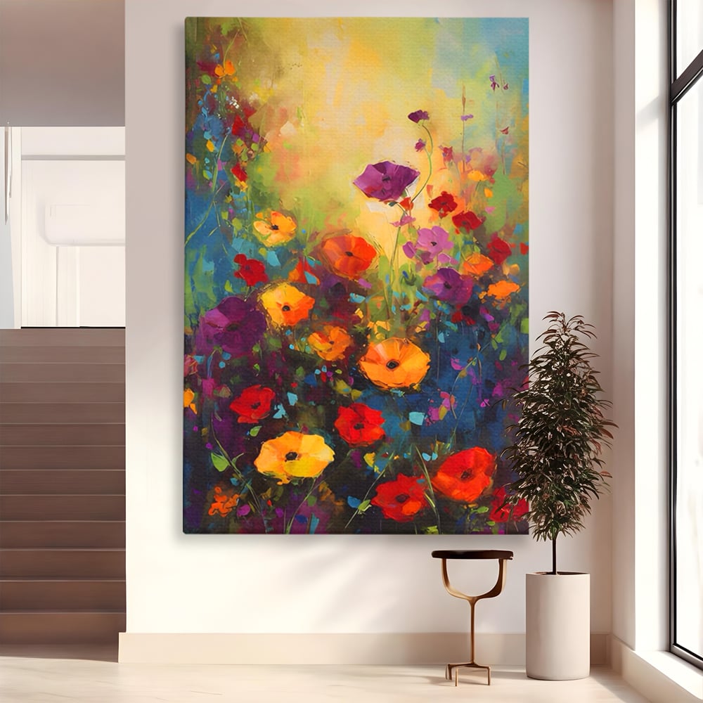 Tablou Canvas Premium LuxCanva® A1488, Forme Florale , Room, Plante, Primavara, Camp, Natura, Dormitor, Culori Vibrante