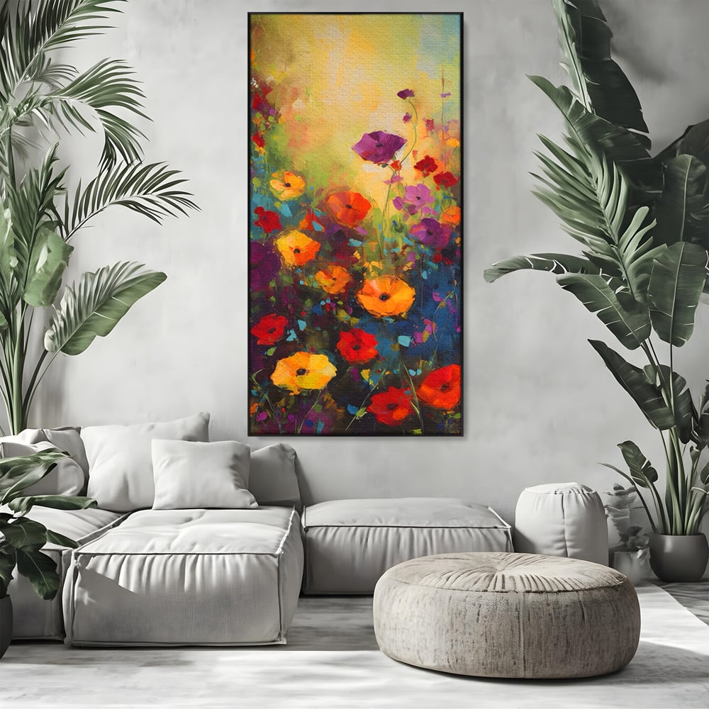 Tablou Canvas Premium LuxCanva® A1488, Forme Florale , Room, Plante, Primavara, Camp, Natura, Dormitor, Culori Vibrante