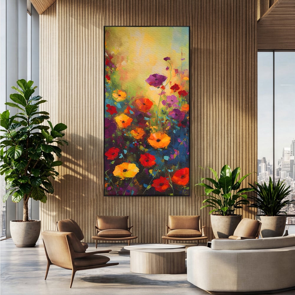 Tablou Canvas Premium LuxCanva® A1488, Forme Florale , Room, Plante, Primavara, Camp, Natura, Dormitor, Culori Vibrante