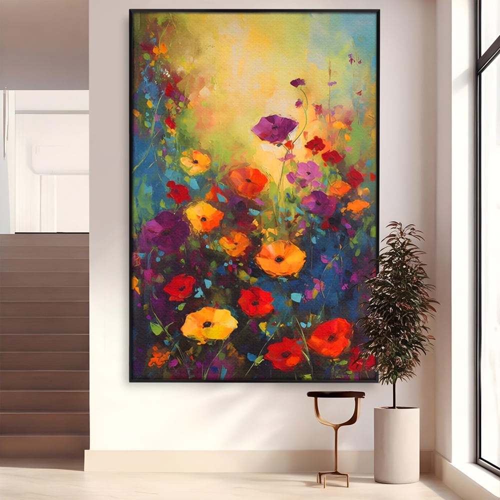 Tablou Canvas Premium LuxCanva® A1488, Forme Florale , Room, Plante, Primavara, Camp, Natura, Dormitor, Culori Vibrante
