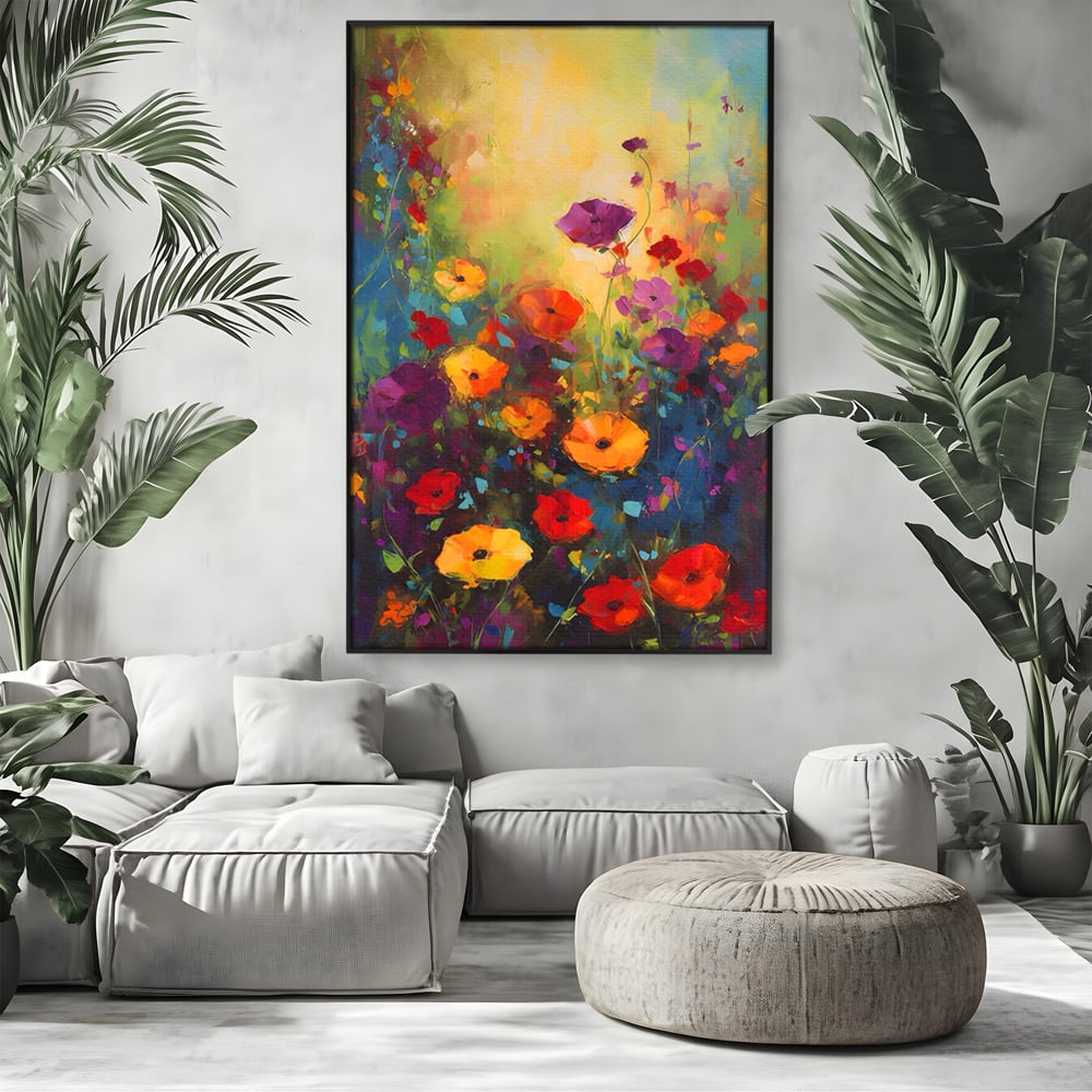 Tablou Canvas Premium LuxCanva® A1488, Forme Florale , Room, Plante, Primavara, Camp, Natura, Dormitor, Culori Vibrante