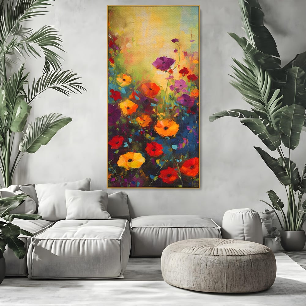 Tablou Canvas Premium LuxCanva® A1488, Forme Florale , Room, Plante, Primavara, Camp, Natura, Dormitor, Culori Vibrante