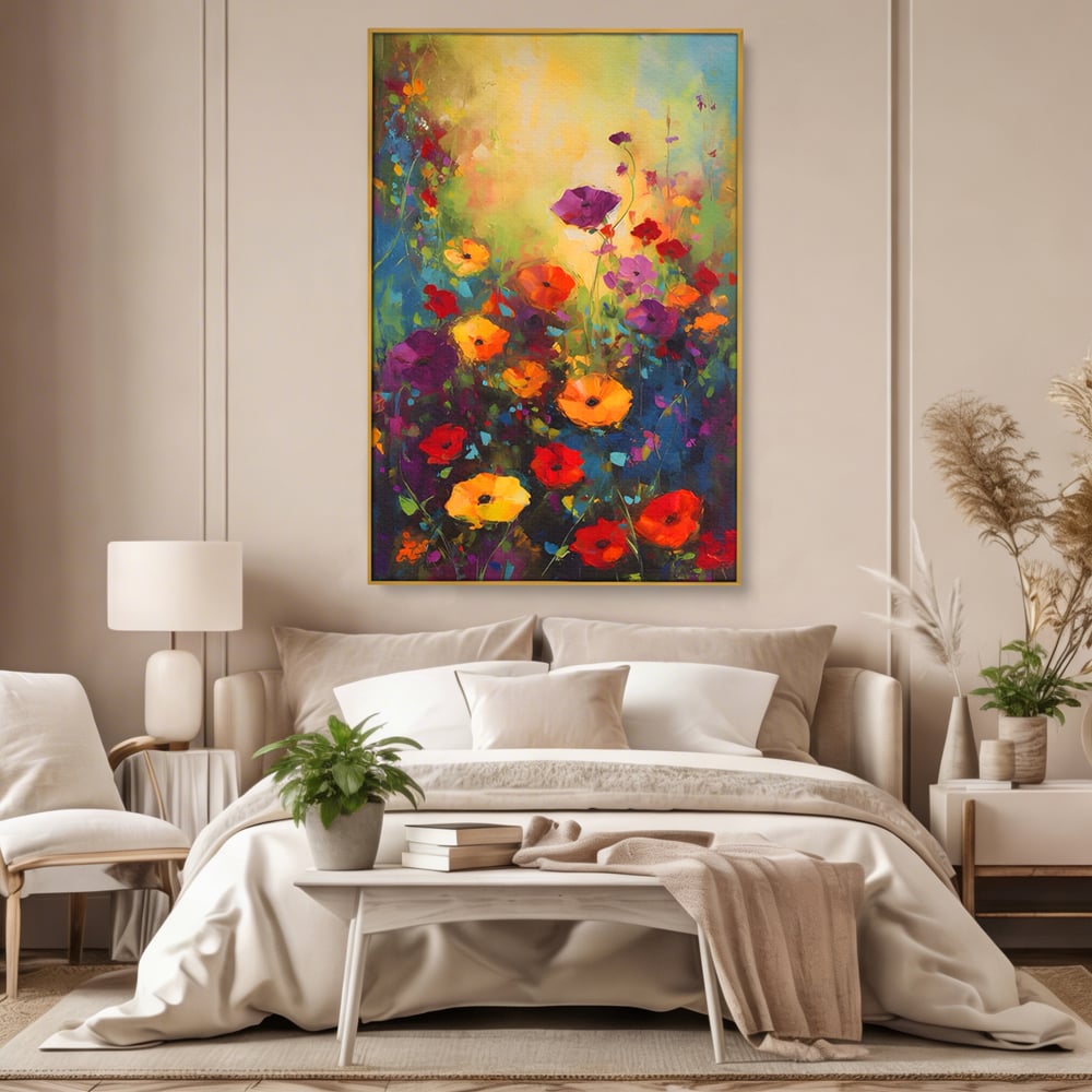 Tablou Canvas Premium LuxCanva® A1488, Forme Florale , Room, Plante, Primavara, Camp, Natura, Dormitor, Culori Vibrante