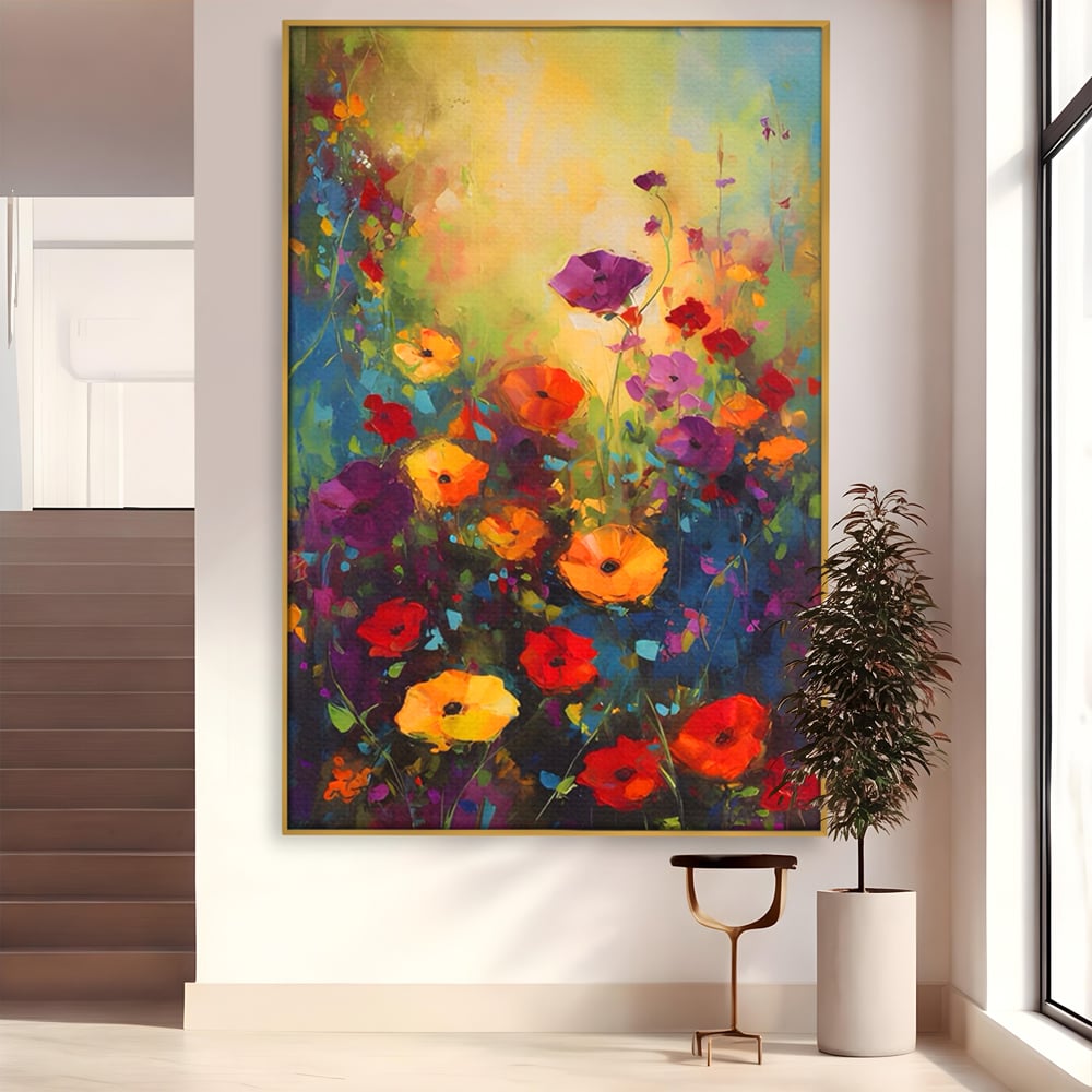 Tablou Canvas Premium LuxCanva® A1488, Forme Florale , Room, Plante, Primavara, Camp, Natura, Dormitor, Culori Vibrante