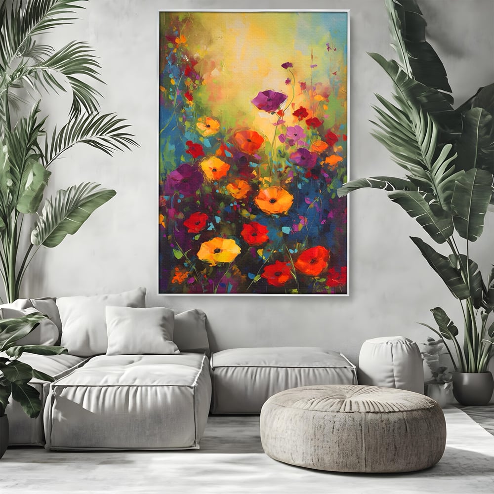 Tablou Canvas Premium LuxCanva® A1488, Forme Florale , Room, Plante, Primavara, Camp, Natura, Dormitor, Culori Vibrante