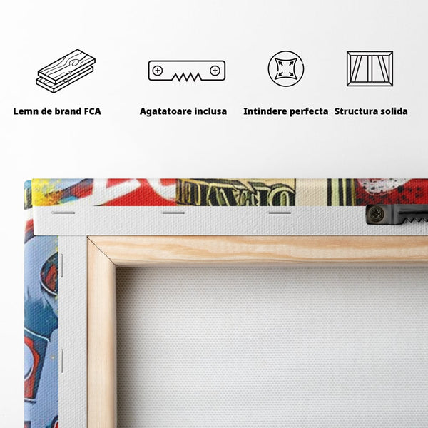 Tablou Canvas Premium LuxCanva® A1489, Graffiti Dollar , Room, Bani, Cash, Culori, Dormitor, Culori Vibrante