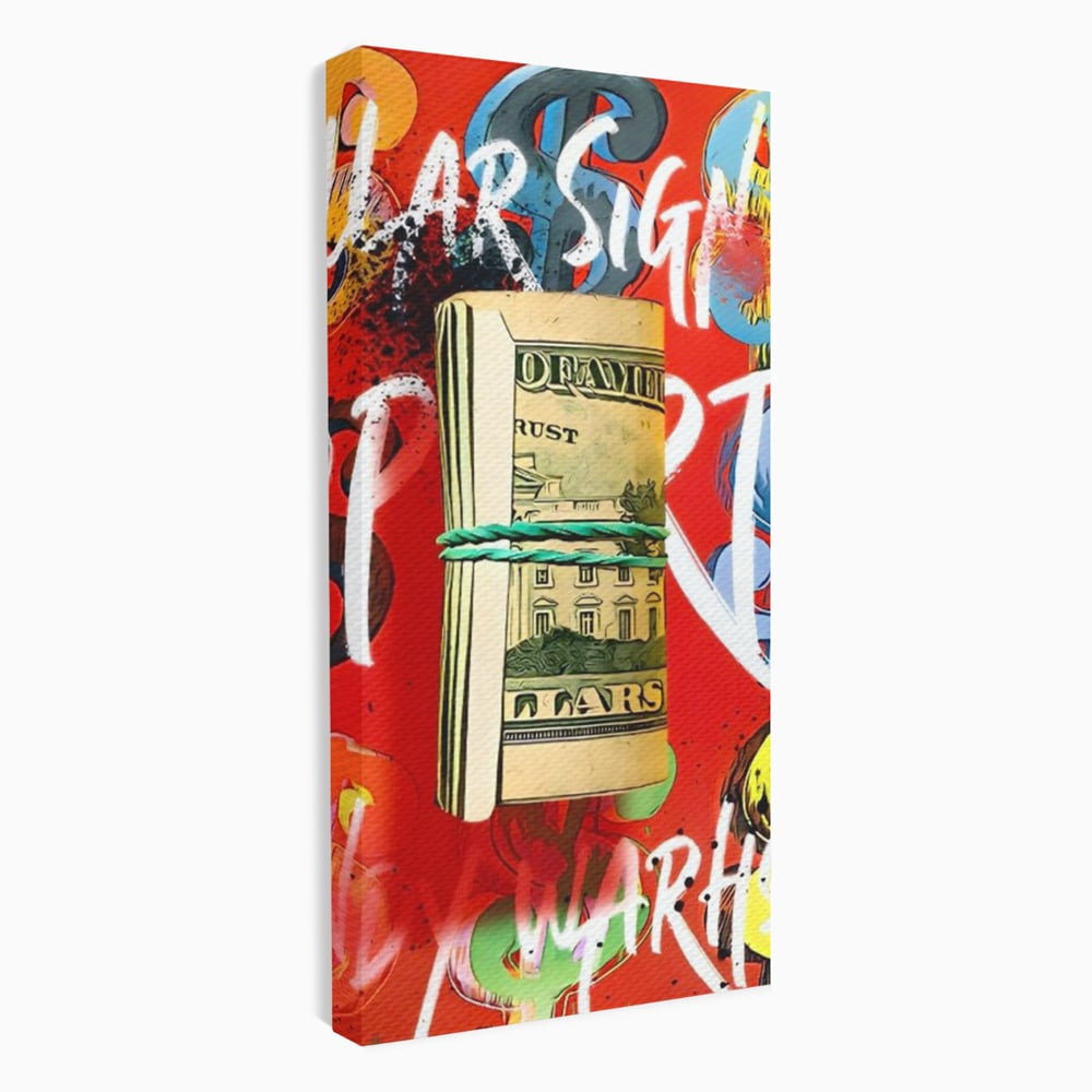 Tablou Canvas Premium LuxCanva® A1489, Graffiti Dollar , Room, Bani, Cash, Culori, Dormitor, Culori Vibrante