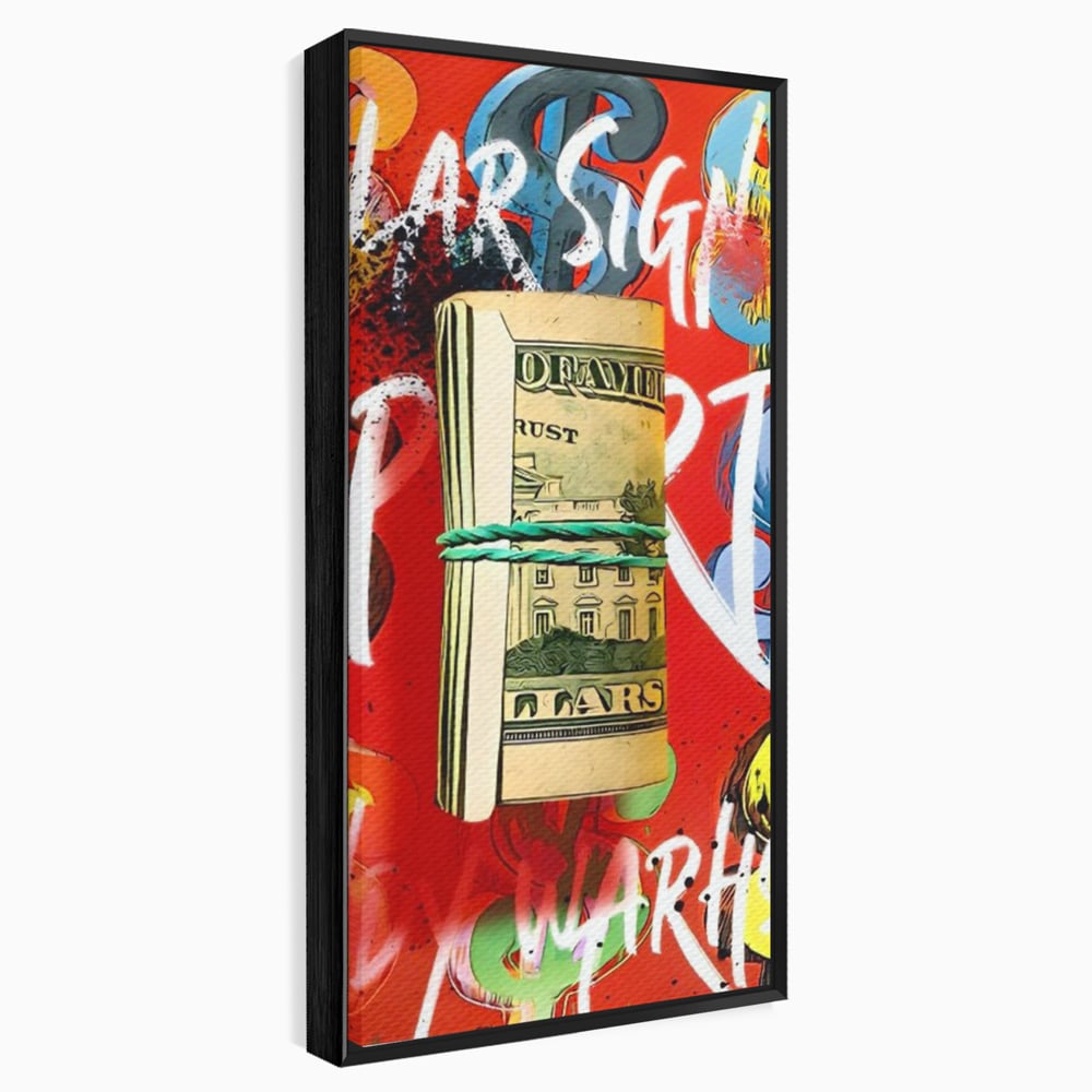 Tablou Canvas Premium LuxCanva® A1489, Graffiti Dollar , Room, Bani, Cash, Culori, Dormitor, Culori Vibrante
