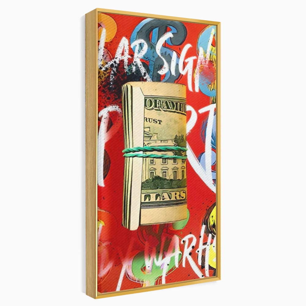 Tablou Canvas Premium LuxCanva® A1489, Graffiti Dollar , Room, Bani, Cash, Culori, Dormitor, Culori Vibrante