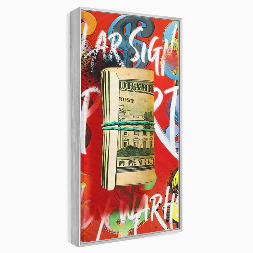 Tablou Canvas Premium LuxCanva® A1489, Graffiti Dollar , Room, Bani, Cash, Culori, Dormitor, Culori Vibrante