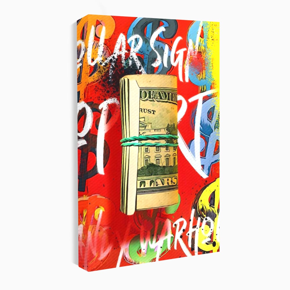 Tablou Canvas Premium LuxCanva® A1489, Graffiti Dollar , Room, Bani, Cash, Culori, Dormitor, Culori Vibrante