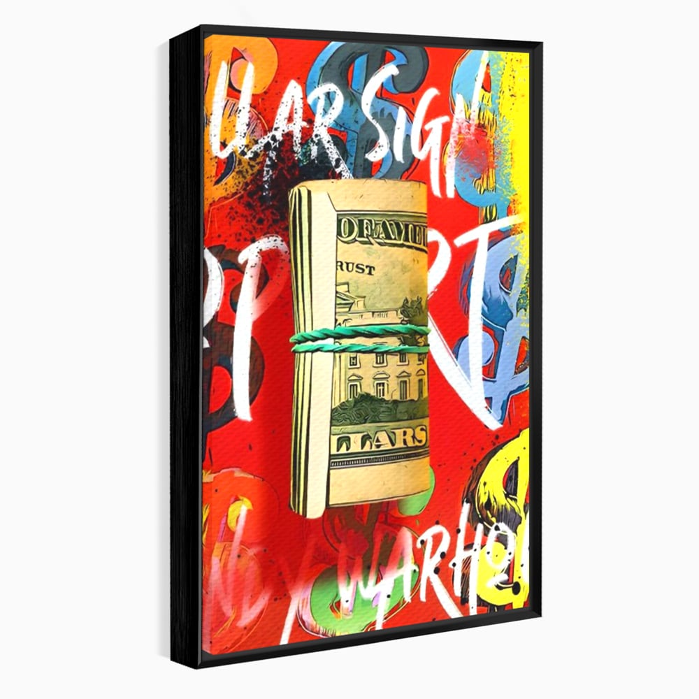 Tablou Canvas Premium LuxCanva® A1489, Graffiti Dollar , Room, Bani, Cash, Culori, Dormitor, Culori Vibrante