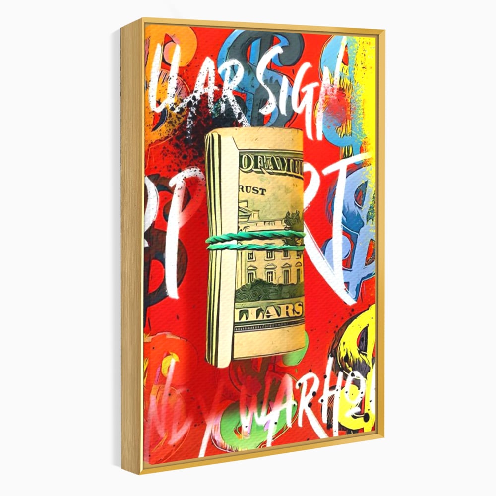 Tablou Canvas Premium LuxCanva® A1489, Graffiti Dollar , Room, Bani, Cash, Culori, Dormitor, Culori Vibrante