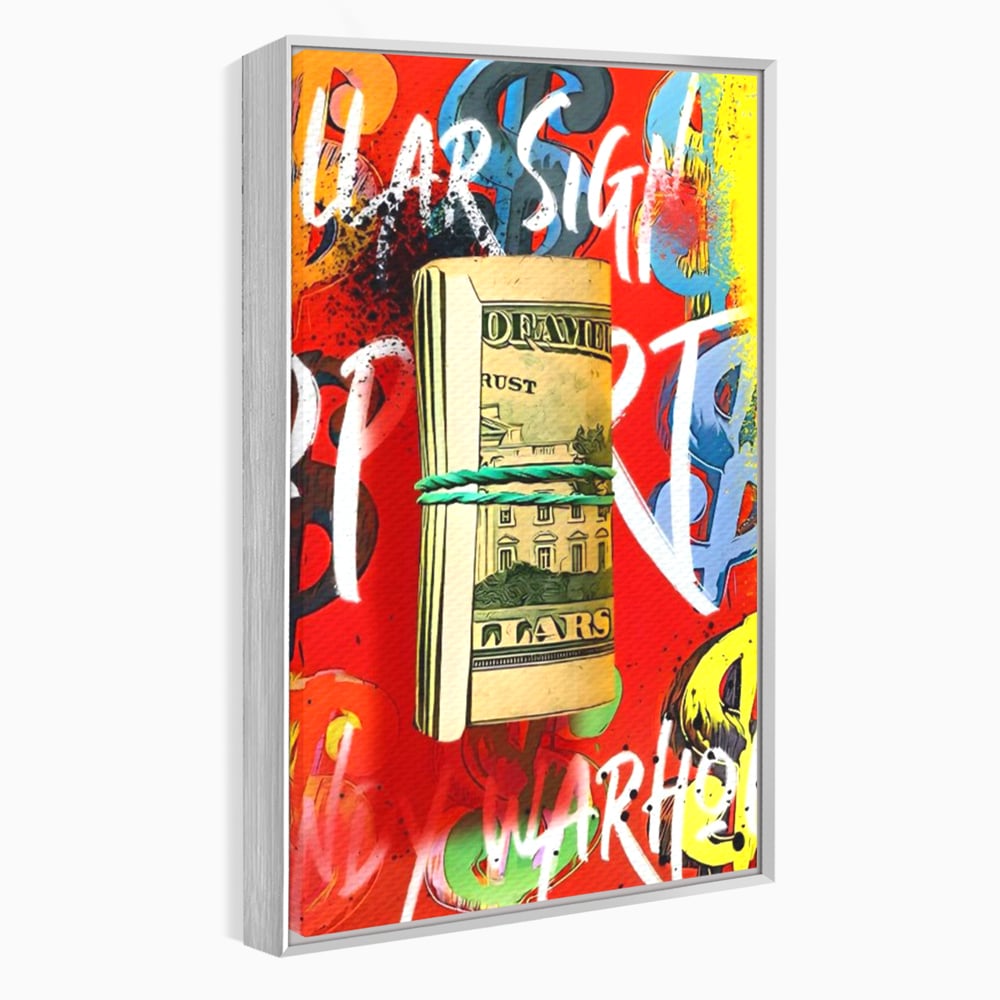 Tablou Canvas Premium LuxCanva® A1489, Graffiti Dollar , Room, Bani, Cash, Culori, Dormitor, Culori Vibrante