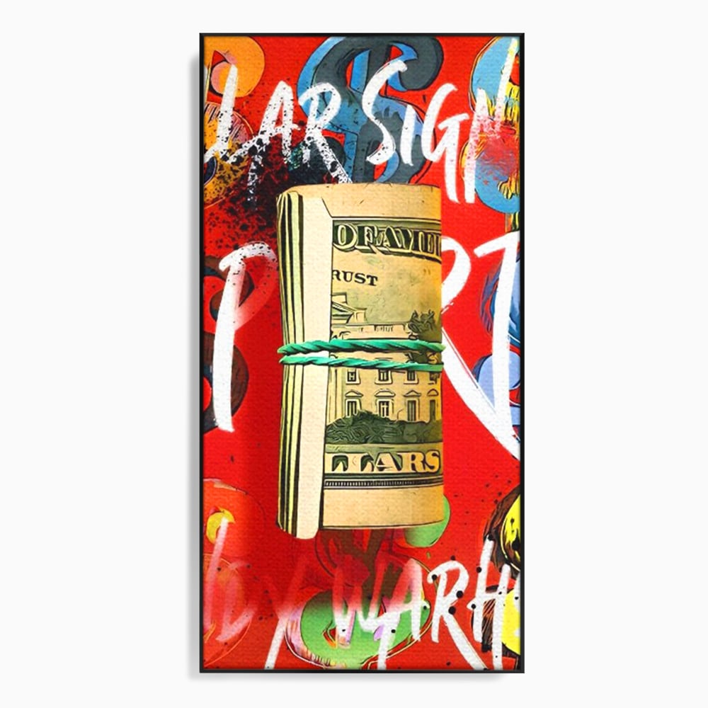 Tablou Canvas Premium LuxCanva® A1489, Graffiti Dollar , Room, Bani, Cash, Culori, Dormitor, Culori Vibrante