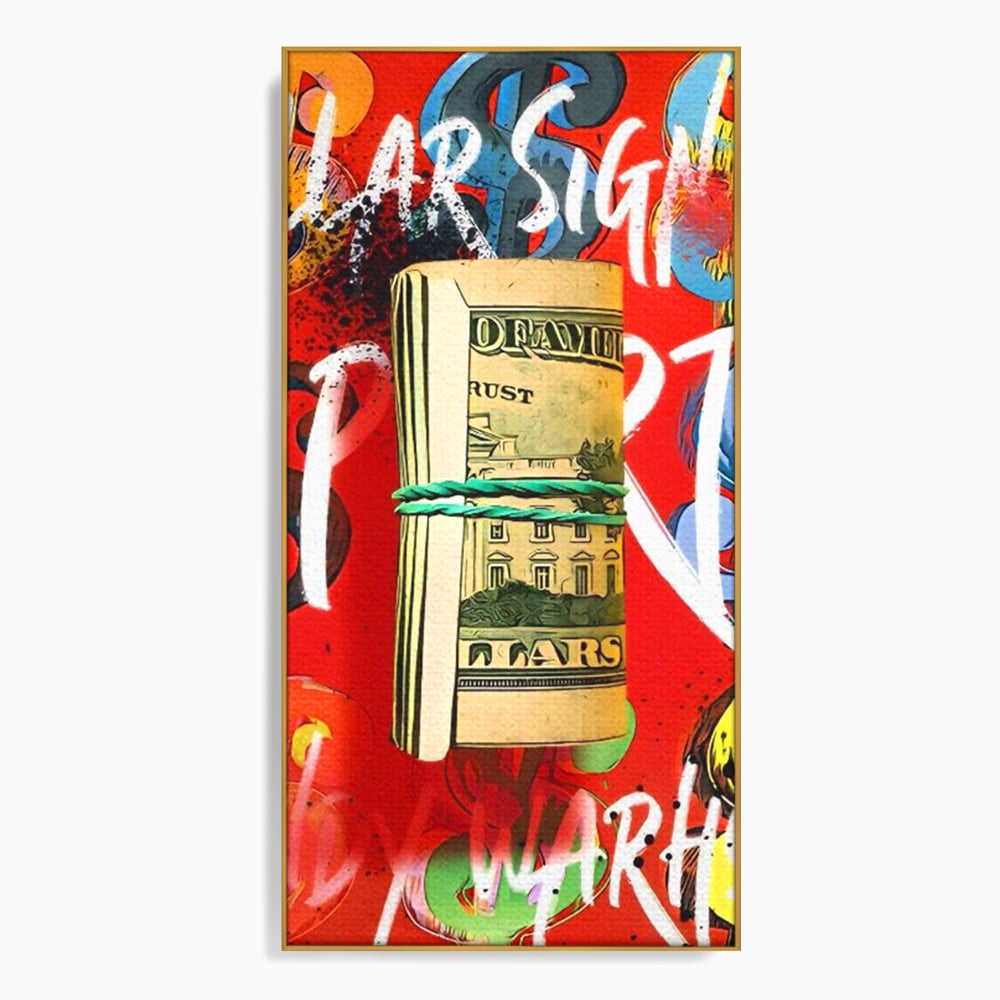 Tablou Canvas Premium LuxCanva® A1489, Graffiti Dollar , Room, Bani, Cash, Culori, Dormitor, Culori Vibrante
